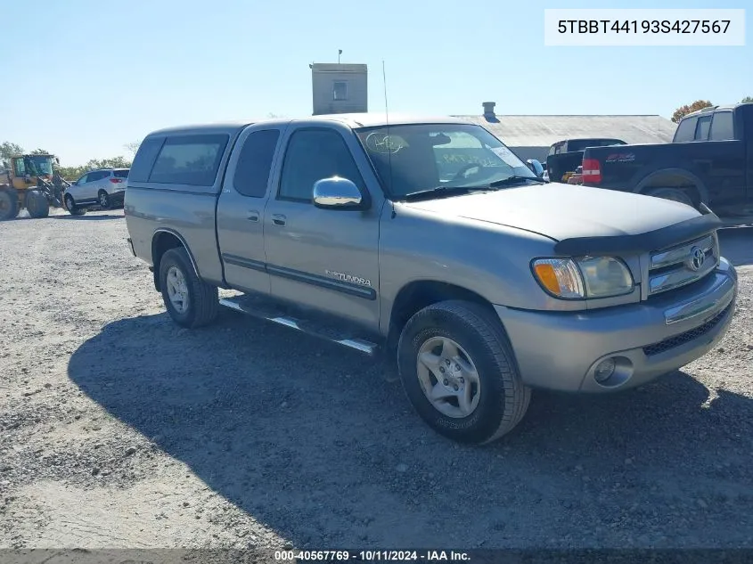 2003 Toyota Tundra Sr5 V8 VIN: 5TBBT44193S427567 Lot: 40567769