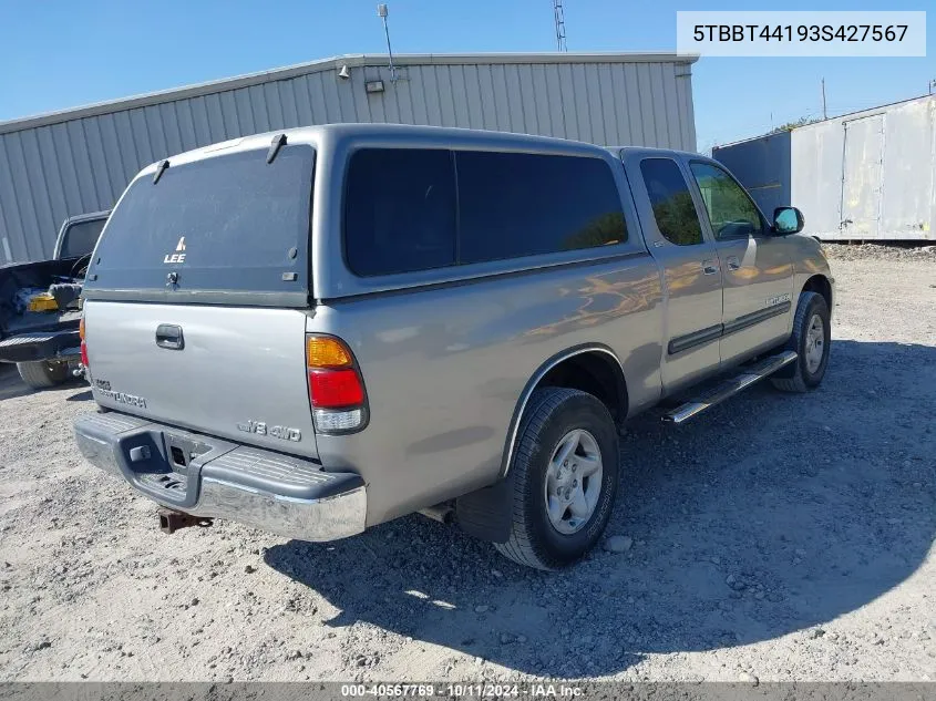 2003 Toyota Tundra Sr5 V8 VIN: 5TBBT44193S427567 Lot: 40567769