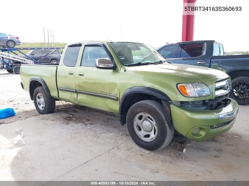 2003 Toyota Tundra Sr5 V8 VIN: 5TBRT34163S360693 Lot: 40593199