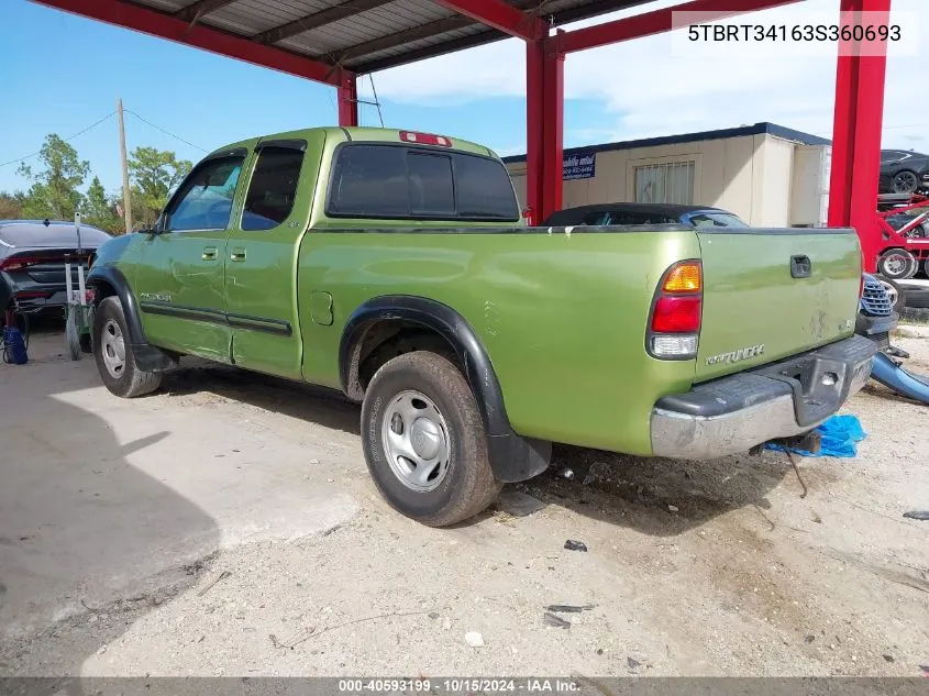 2003 Toyota Tundra Sr5 V8 VIN: 5TBRT34163S360693 Lot: 40593199