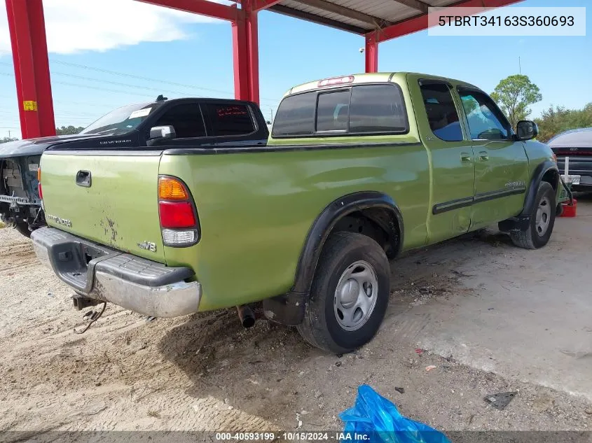 2003 Toyota Tundra Sr5 V8 VIN: 5TBRT34163S360693 Lot: 40593199