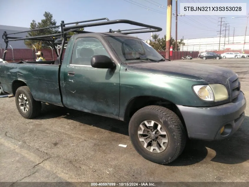 2003 Toyota Tundra VIN: 5TBJN321X3S353028 Lot: 40597899