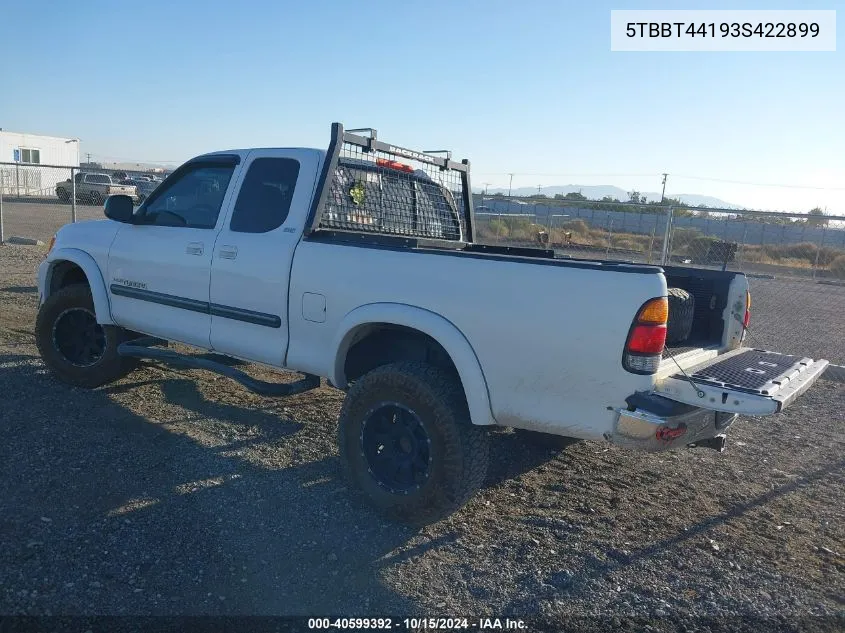 2003 Toyota Tundra Sr5 V8 VIN: 5TBBT44193S422899 Lot: 40599392