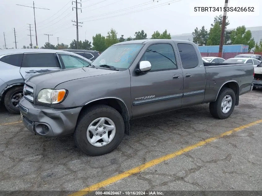 2003 Toyota Tundra Sr5 V8 VIN: 5TBRT34153S426652 Lot: 40620467