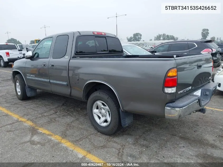 2003 Toyota Tundra Sr5 V8 VIN: 5TBRT34153S426652 Lot: 40620467