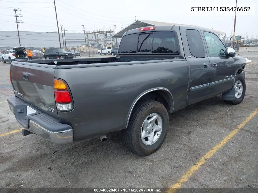 2003 Toyota Tundra Sr5 V8 VIN: 5TBRT34153S426652 Lot: 40620467