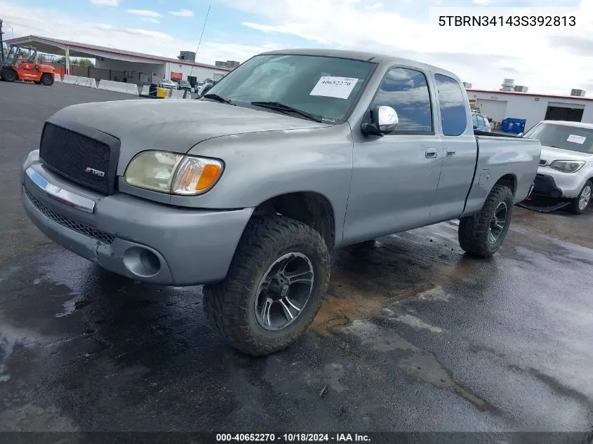 2003 Toyota Tundra Sr5 VIN: 5TBRN34143S392813 Lot: 40652270