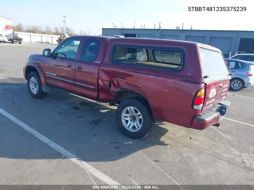 2003 Toyota Tundra Ltd V8 VIN: 5TBBT48123S375239 Lot: 40683050