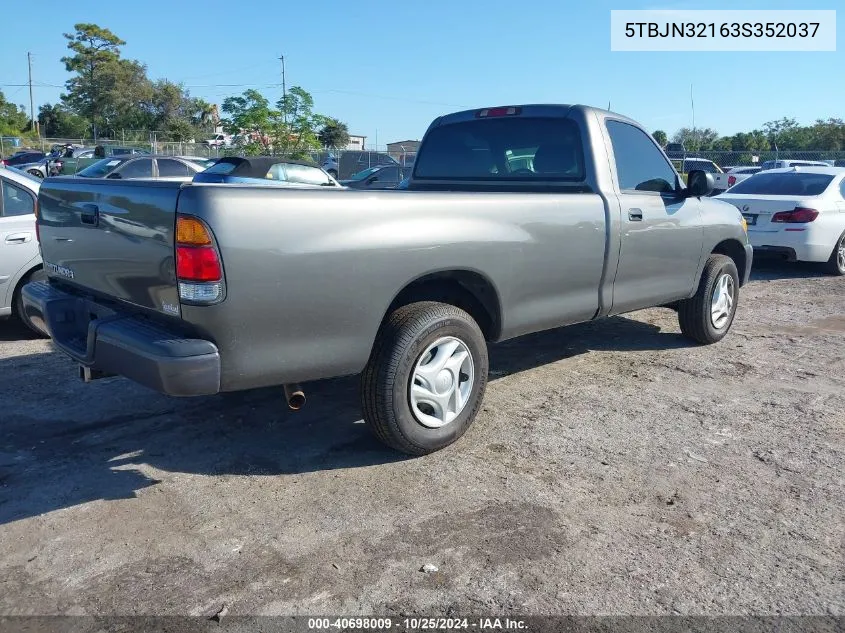 2003 Toyota Tundra VIN: 5TBJN32163S352037 Lot: 40698009