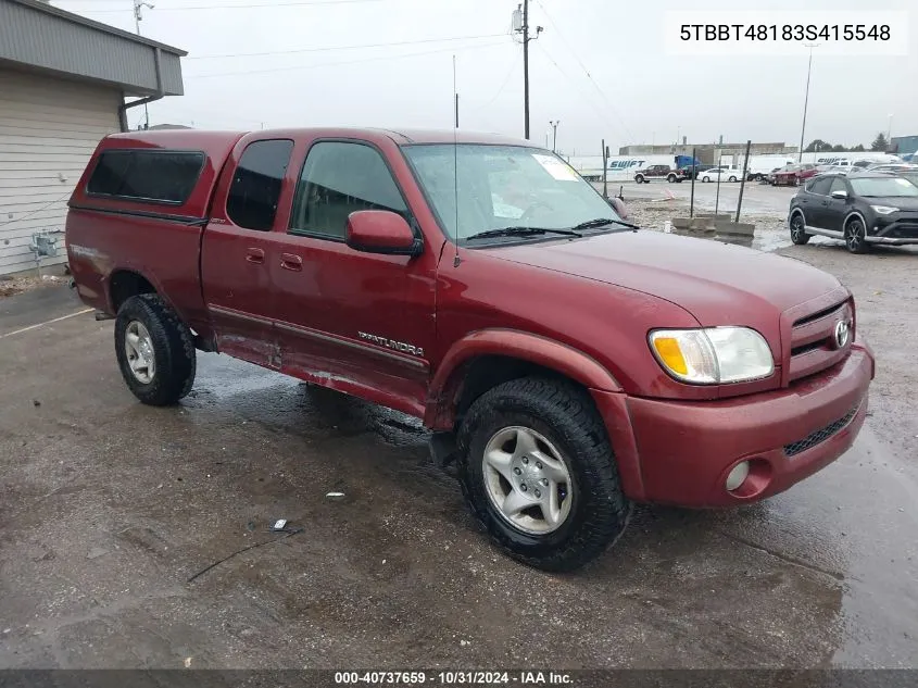 2003 Toyota Tundra Ltd V8 VIN: 5TBBT48183S415548 Lot: 40737659