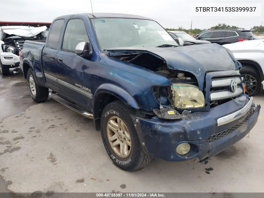 2003 Toyota Tundra Sr5 V8 VIN: 5TBRT34153S399937 Lot: 40755397