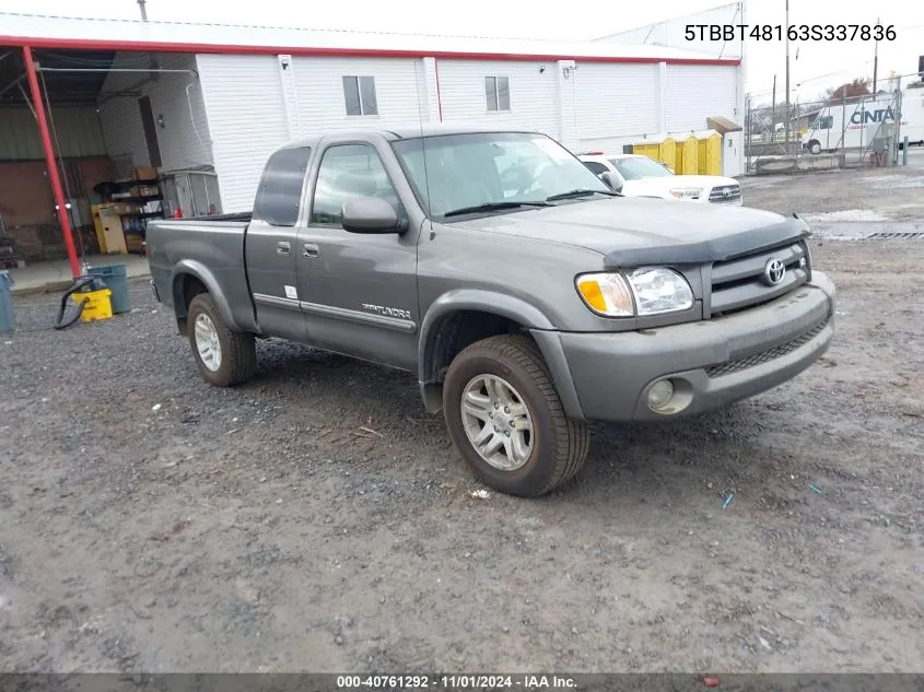 2003 Toyota Tundra Ltd V8 VIN: 5TBBT48163S337836 Lot: 40761292