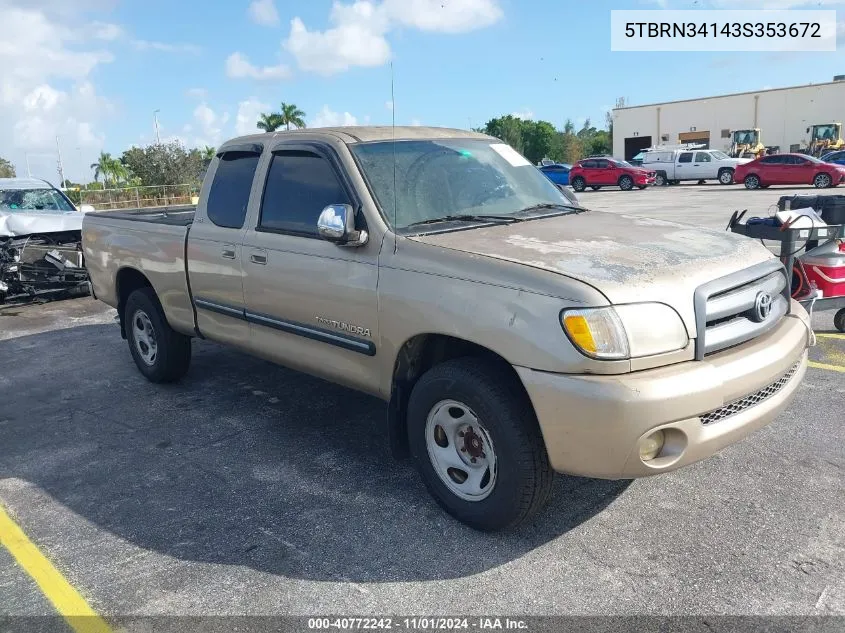 2003 Toyota Tundra Sr5 VIN: 5TBRN34143S353672 Lot: 40772242