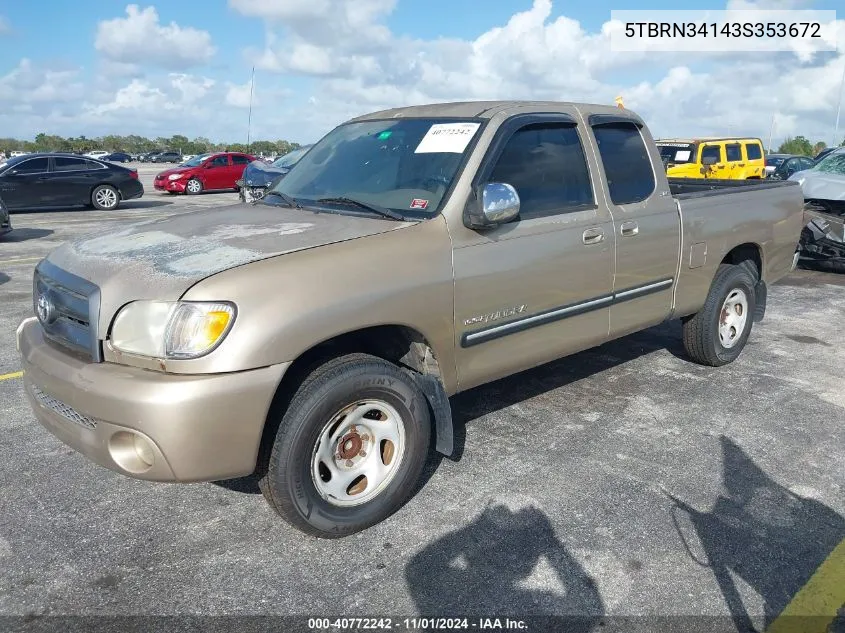 2003 Toyota Tundra Sr5 VIN: 5TBRN34143S353672 Lot: 40772242