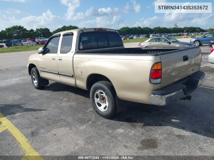 2003 Toyota Tundra Sr5 VIN: 5TBRN34143S353672 Lot: 40772242