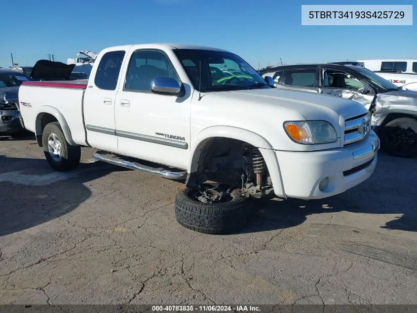 2003 Toyota Tundra Sr5 V8 VIN: 5TBRT34193S425729 Lot: 40783835