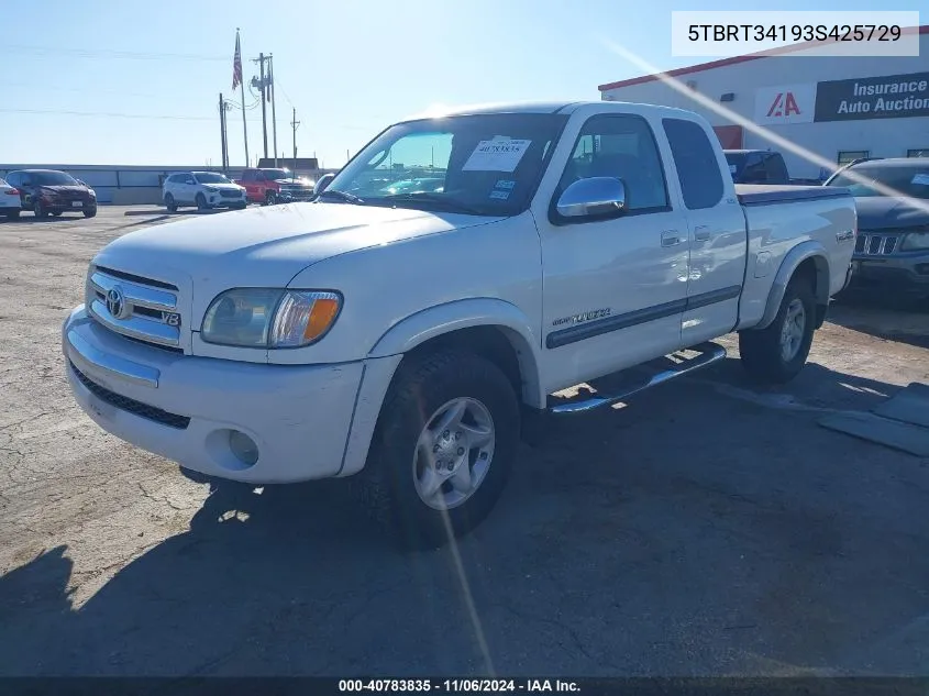 2003 Toyota Tundra Sr5 V8 VIN: 5TBRT34193S425729 Lot: 40783835