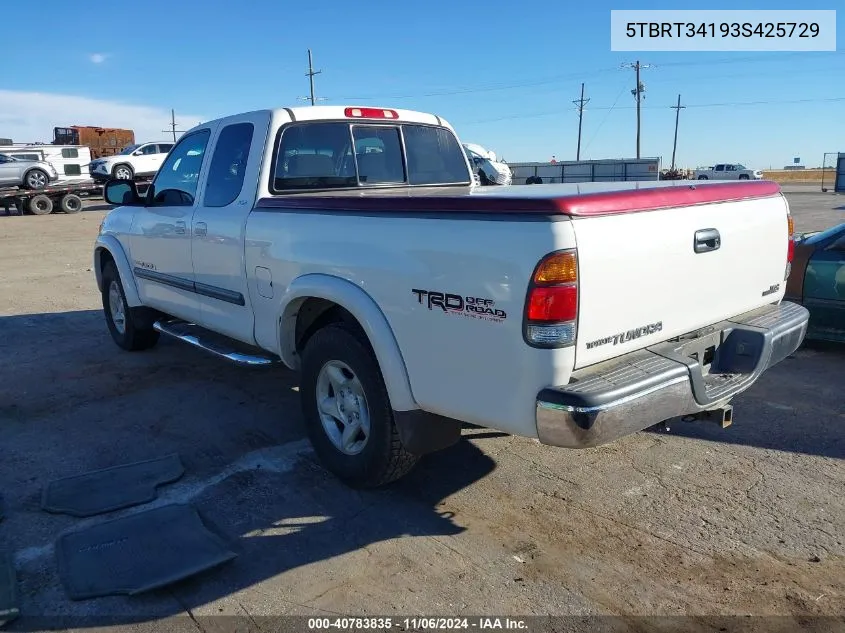 2003 Toyota Tundra Sr5 V8 VIN: 5TBRT34193S425729 Lot: 40783835