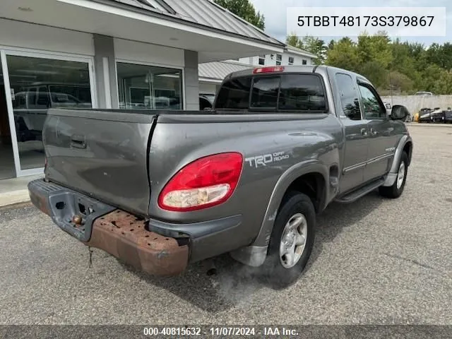 2003 Toyota Tundra Access Cab Limited VIN: 5TBBT48173S379867 Lot: 40815632