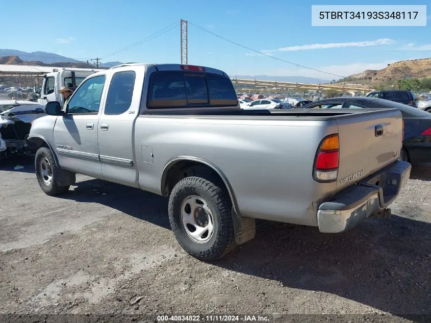 2003 Toyota Tundra Sr5 V8 VIN: 5TBRT34193S348117 Lot: 40834822