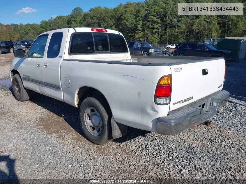 2003 Toyota Tundra Sr5 V8 VIN: 5TBRT34133S434443 Lot: 40928972