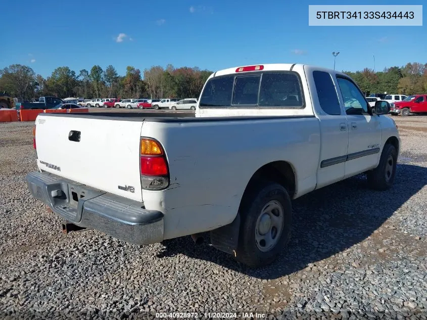 2003 Toyota Tundra Sr5 V8 VIN: 5TBRT34133S434443 Lot: 40928972