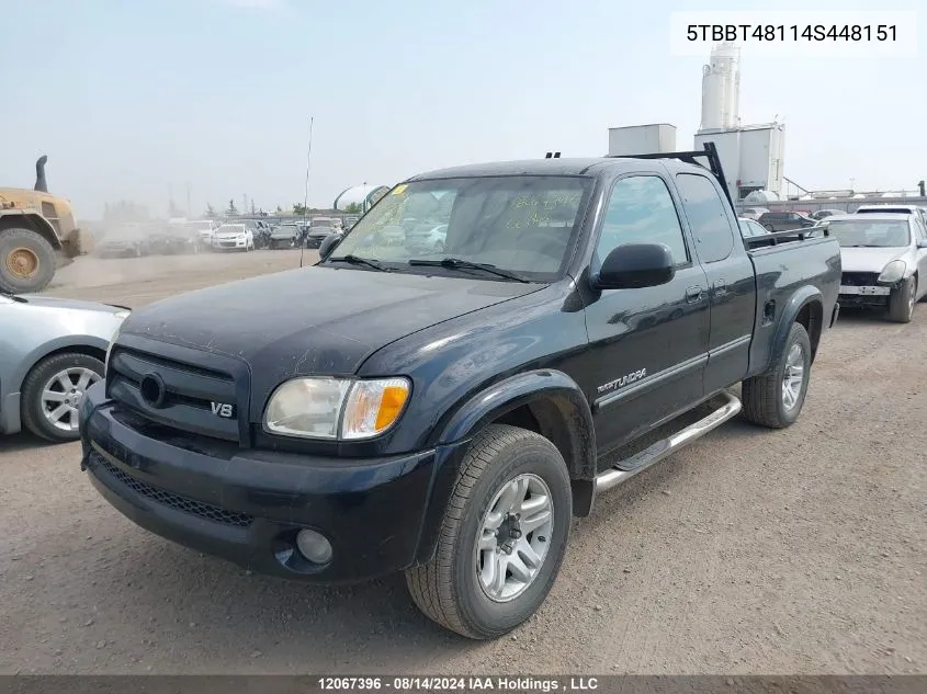 2004 Toyota Tundra Access Cab Limited VIN: 5TBBT48114S448151 Lot: 12067396