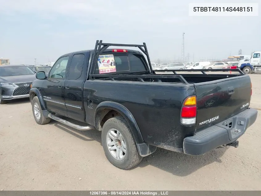 2004 Toyota Tundra Access Cab Limited VIN: 5TBBT48114S448151 Lot: 12067396