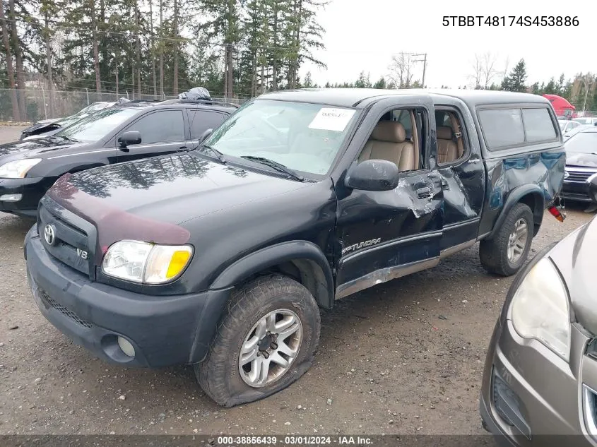 2004 Toyota Tundra Ltd V8 VIN: 5TBBT48174S453886 Lot: 38856439