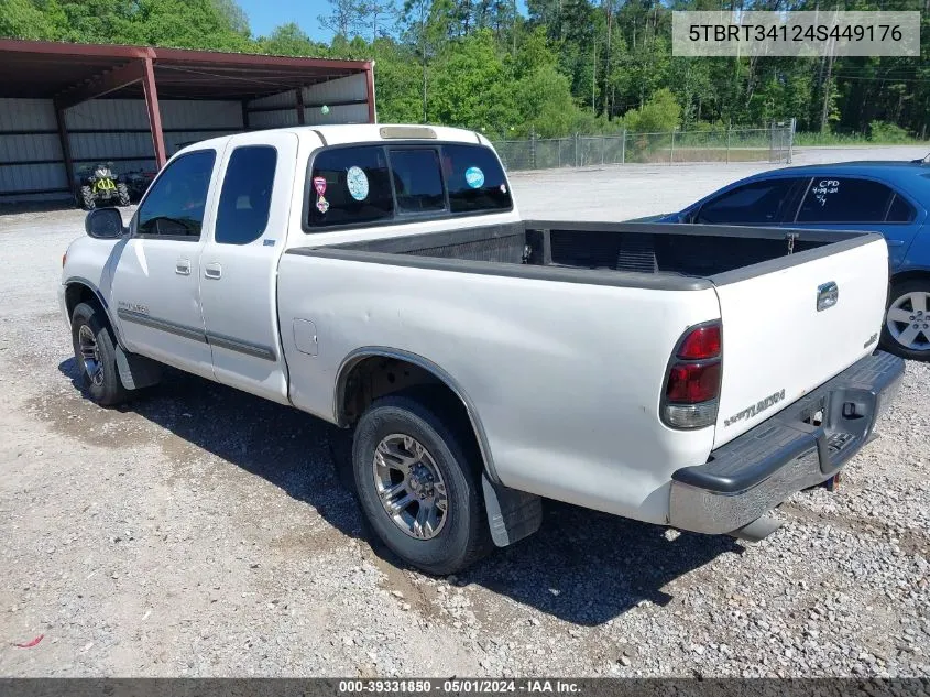 2004 Toyota Tundra Sr5 V8 VIN: 5TBRT34124S449176 Lot: 39331850