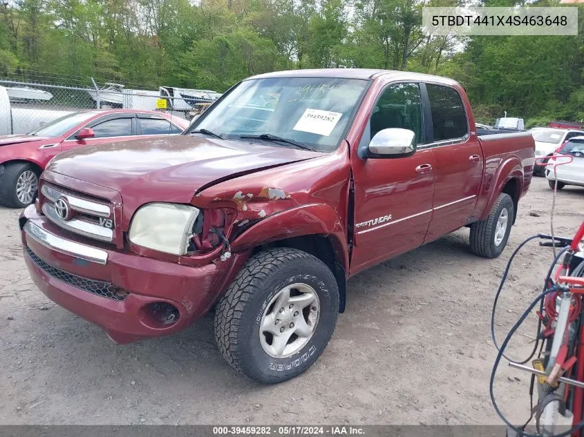 2004 Toyota Tundra Sr5 V8 VIN: 5TBDT441X4S463648 Lot: 39459282