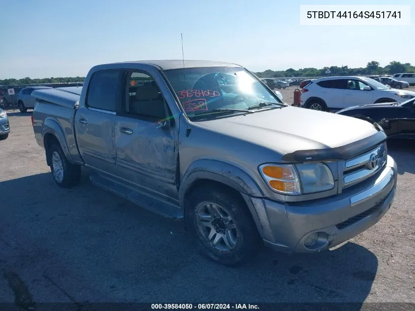 2004 Toyota Tundra Sr5 V8 VIN: 5TBDT44164S451741 Lot: 39584050