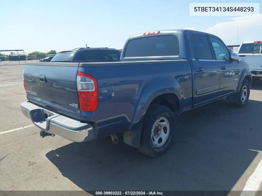 2004 Toyota Tundra Sr5 V8 VIN: 5TBET34134S448293 Lot: 39903222