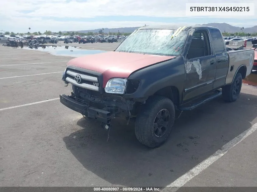 2004 Toyota Tundra Ltd V8 VIN: 5TBRT381X4S450215 Lot: 40080907