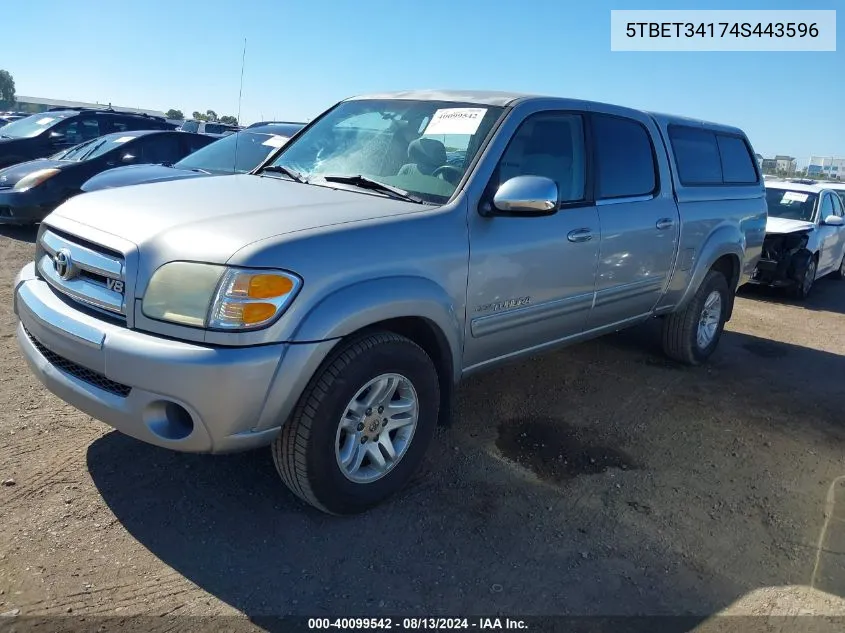 2004 Toyota Tundra Sr5 V8 VIN: 5TBET34174S443596 Lot: 40099542