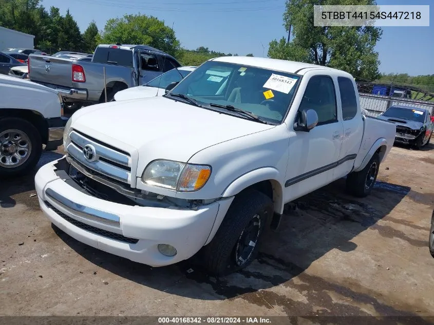 2004 Toyota Tundra Sr5 V8 VIN: 5TBBT44154S447218 Lot: 40168342