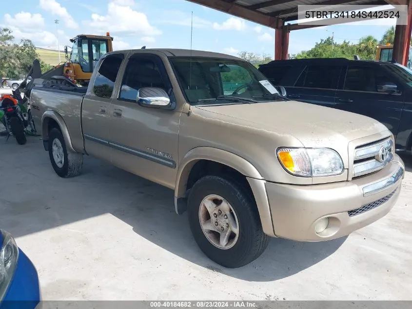 2004 Toyota Tundra Sr5 V8 VIN: 5TBRT34184S442524 Lot: 40184682