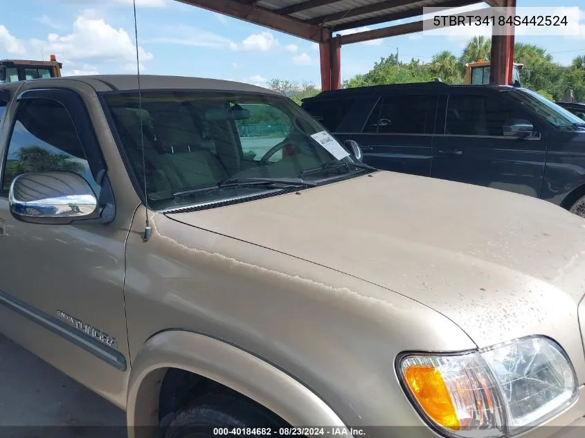 2004 Toyota Tundra Sr5 V8 VIN: 5TBRT34184S442524 Lot: 40184682