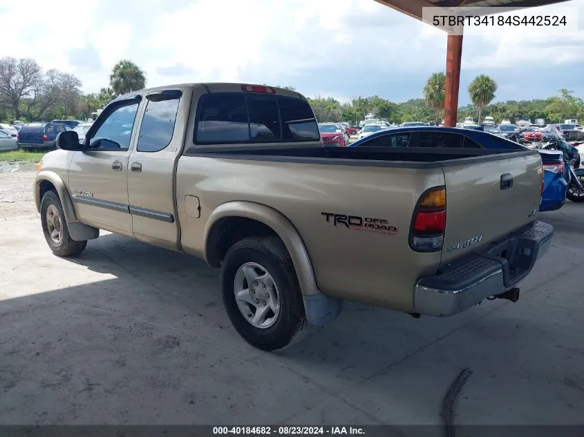 2004 Toyota Tundra Sr5 V8 VIN: 5TBRT34184S442524 Lot: 40184682