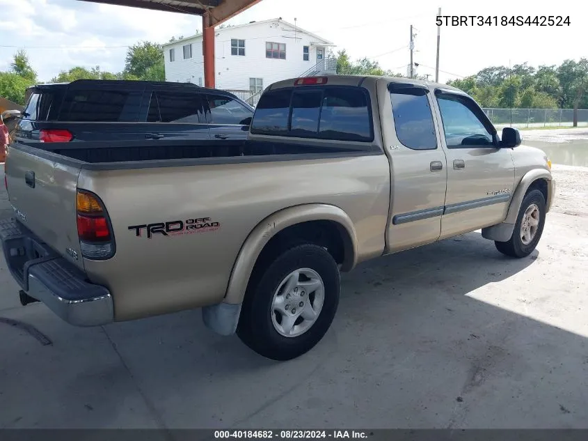 2004 Toyota Tundra Sr5 V8 VIN: 5TBRT34184S442524 Lot: 40184682