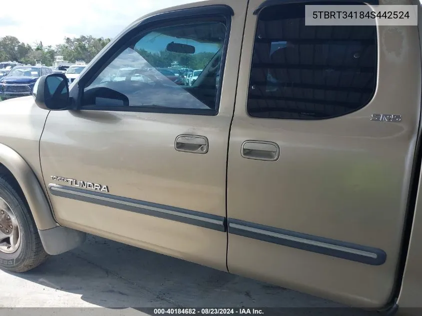 2004 Toyota Tundra Sr5 V8 VIN: 5TBRT34184S442524 Lot: 40184682