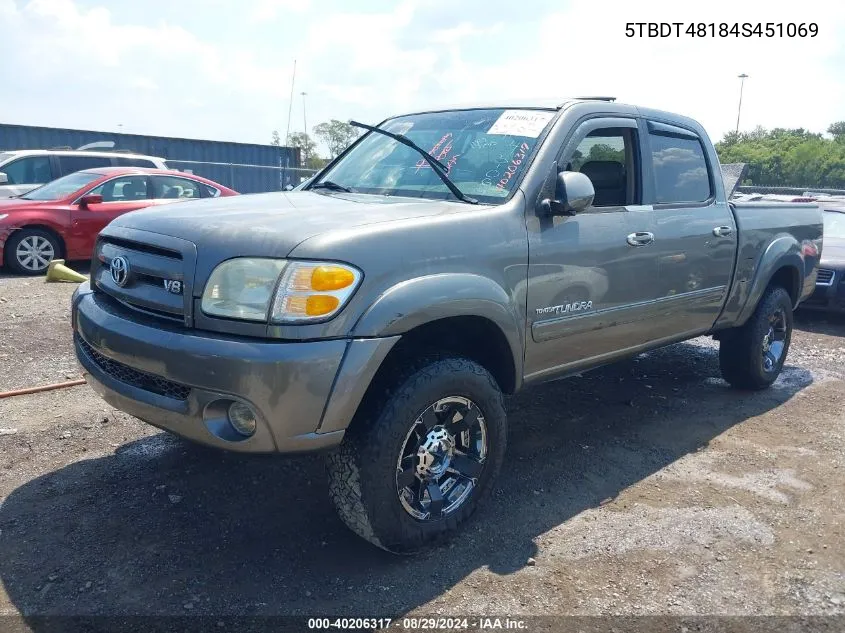 2004 Toyota Tundra Limited V8 VIN: 5TBDT48184S451069 Lot: 40206317