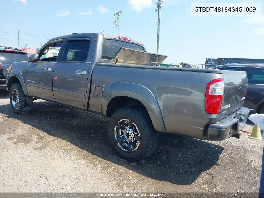 2004 Toyota Tundra Limited V8 VIN: 5TBDT48184S451069 Lot: 40206317