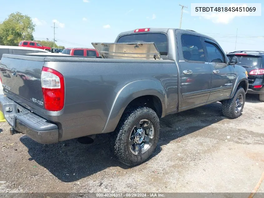 2004 Toyota Tundra Limited V8 VIN: 5TBDT48184S451069 Lot: 40206317