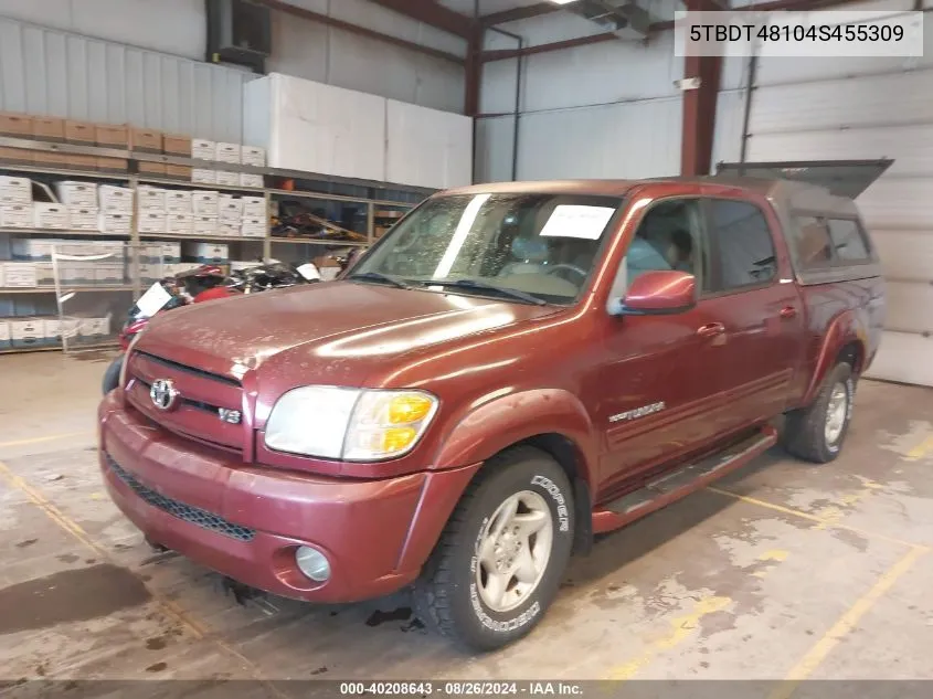 2004 Toyota Tundra Limited V8 VIN: 5TBDT48104S455309 Lot: 40208643