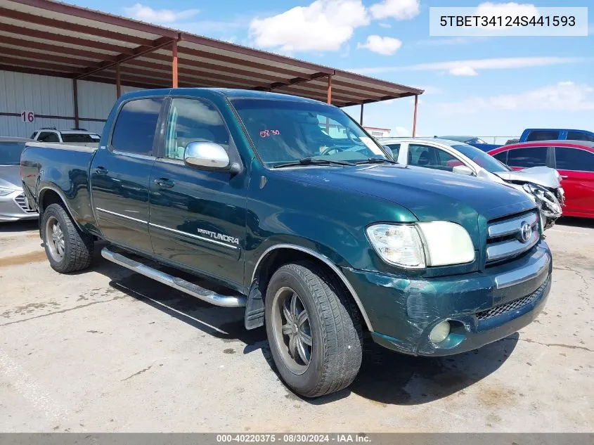 2004 Toyota Tundra Sr5 V8 VIN: 5TBET34124S441593 Lot: 40220375