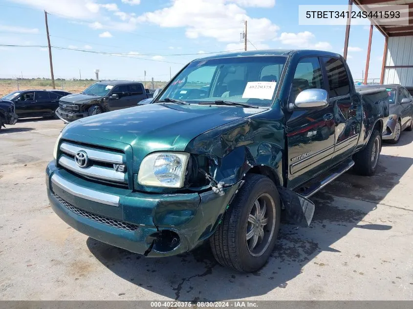 2004 Toyota Tundra Sr5 V8 VIN: 5TBET34124S441593 Lot: 40220375