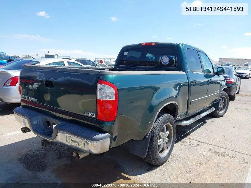 2004 Toyota Tundra Sr5 V8 VIN: 5TBET34124S441593 Lot: 40220375