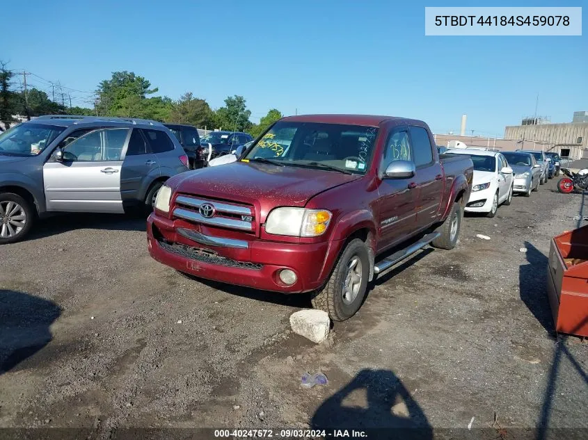 2004 Toyota Tundra Sr5 V8 VIN: 5TBDT44184S459078 Lot: 40247572