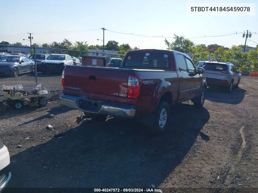 2004 Toyota Tundra Sr5 V8 VIN: 5TBDT44184S459078 Lot: 40247572